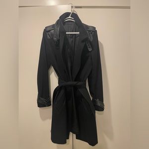 Kooples double breasted leather trim wool jacket